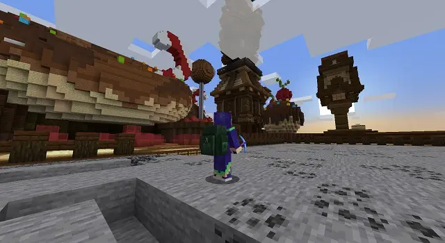 The player character armed with a pickaxe in The Arcon prison server.