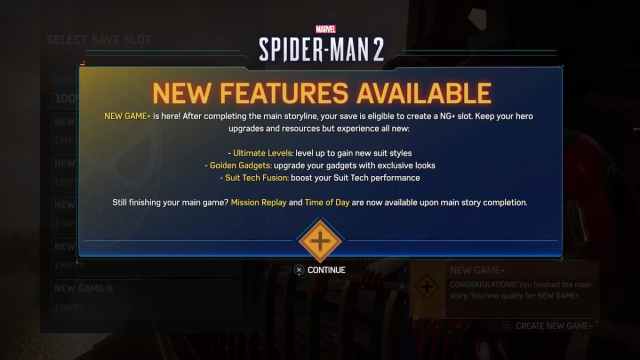 New Game Plus in Spider-Man 2