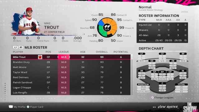 Mike Trout MLB The Show 24 player card
