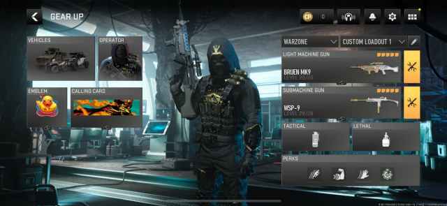 Warzone Mobile "Gear Up" loadout screen