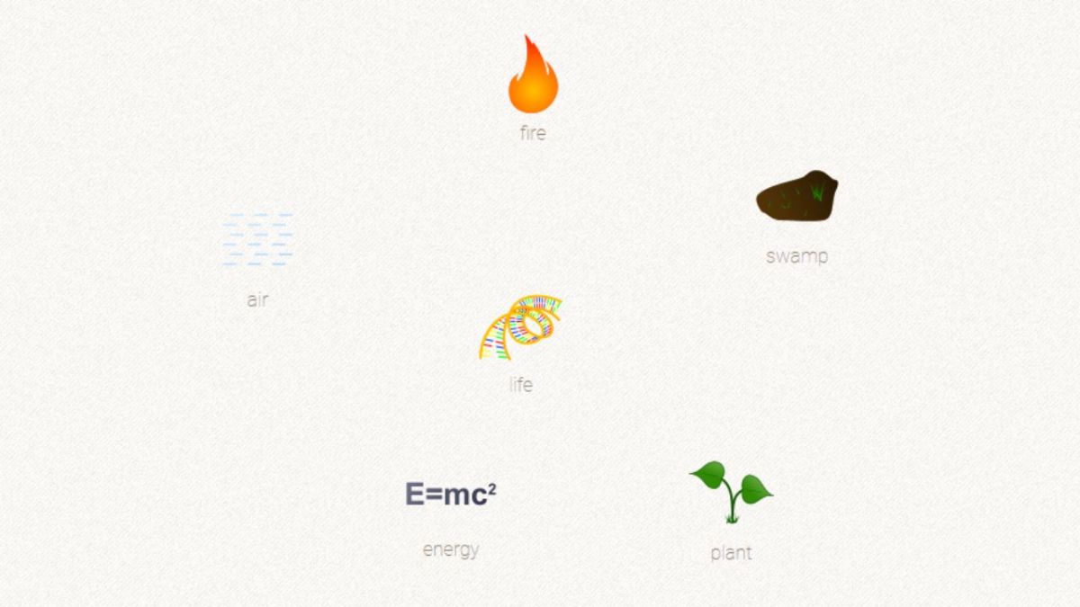 A screenshot of LIttle Alchemy showing Life and its related elements.