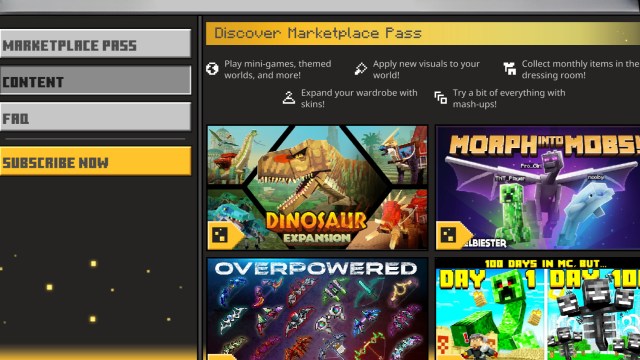 The Minecraft Marketplace Pass page,