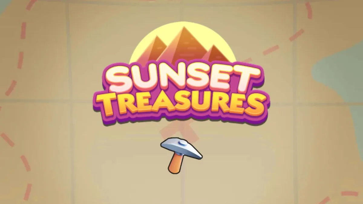 An image with the Sunset Treasures event logo with a pickaxe under it.