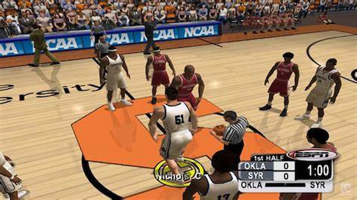 An in game screenshot from NCAA College Basketball 2K3