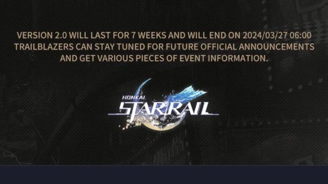 Patch 2.0 extension notice for Honkai Star Rail