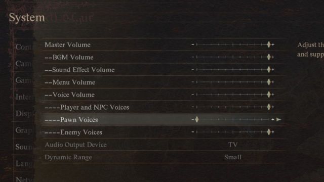 The settings screen of Dragon's Dogma 2 highlighting Pawn voices