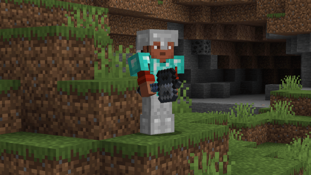 A player holding a mace in Minecraft.