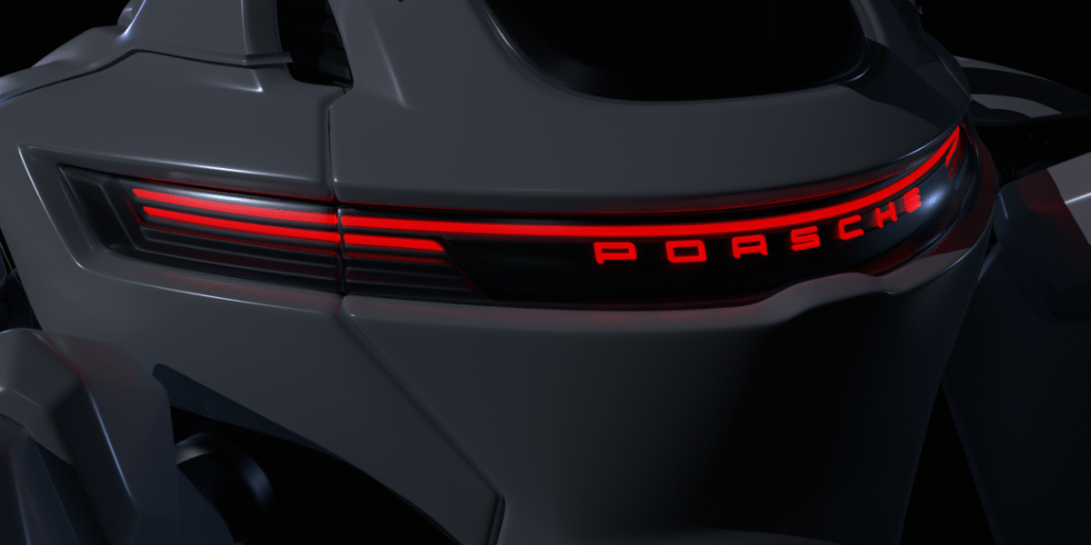 The Porsche logo on the rear of D.Va's mech in Overwatch 2