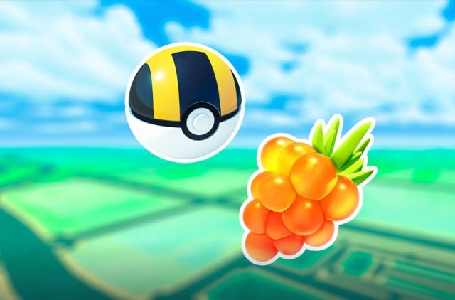 Ultra Ball and Golden Razz Berry in Pokemon Go.