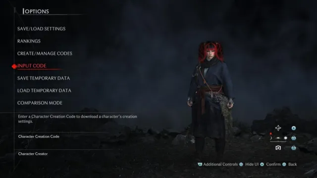 character creation code feature in rise off the ronin
