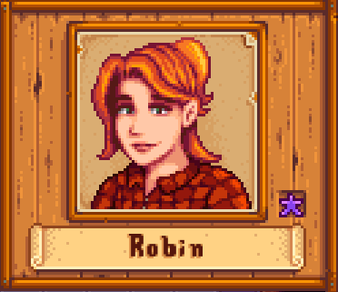 Robin in Winter in Stardew Valley.