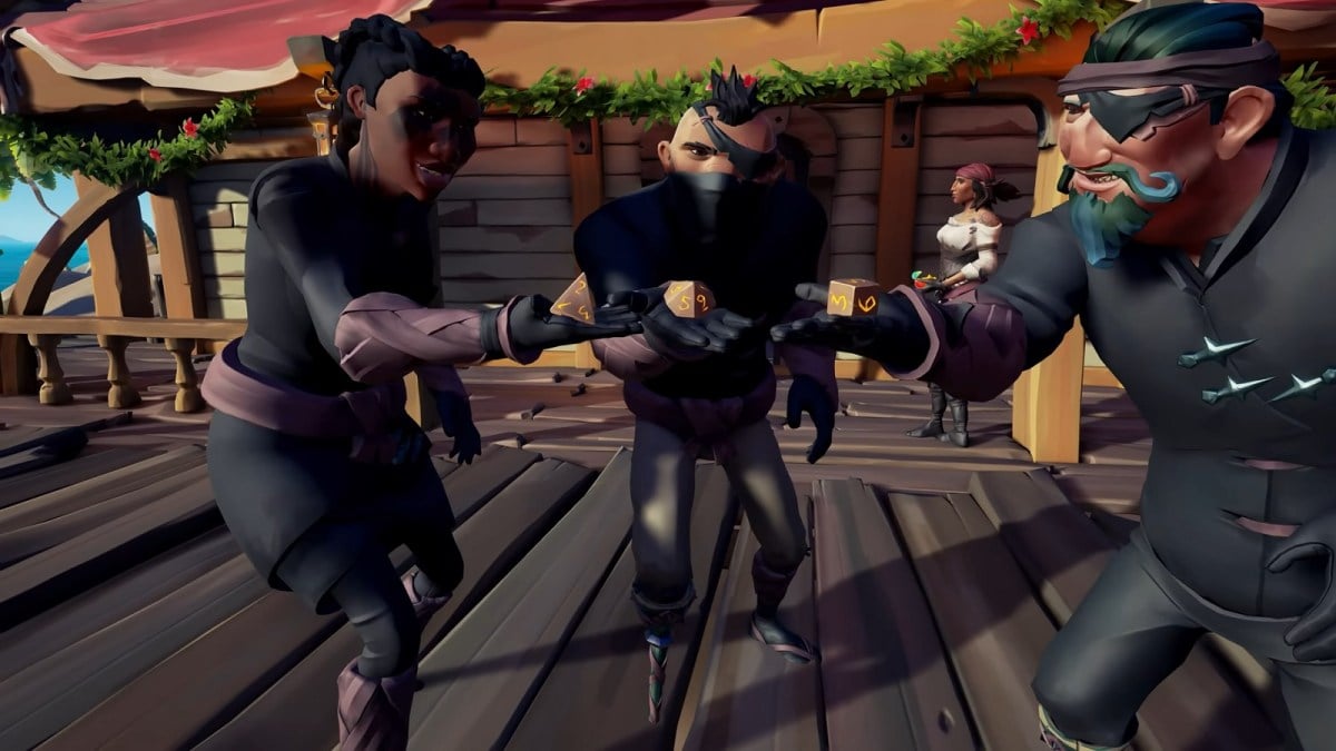 Sea of Thieves pirates holding out dice