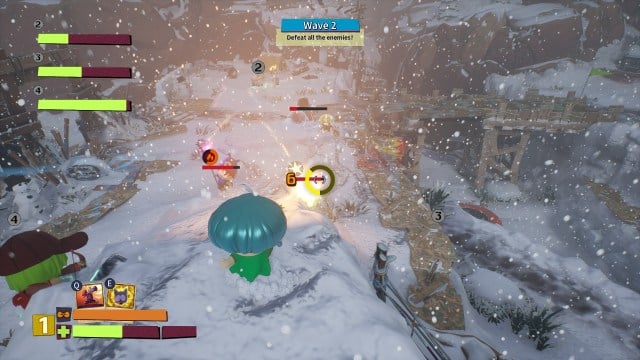 New Kid using wand flames during combat in South Park: Snow Day!