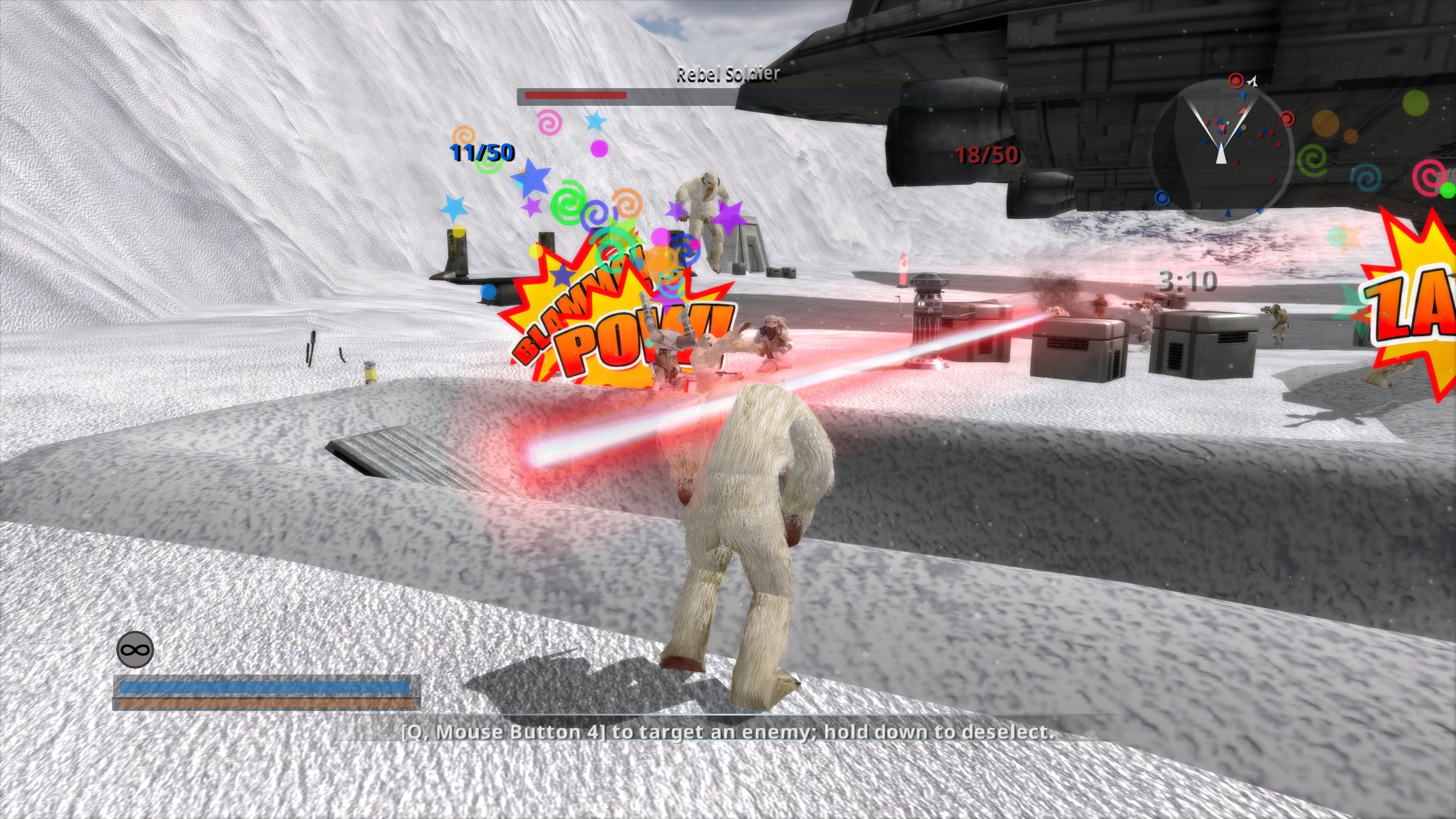 Wampas attacking Rebel soldiers in Star Wars Battlefront Classic