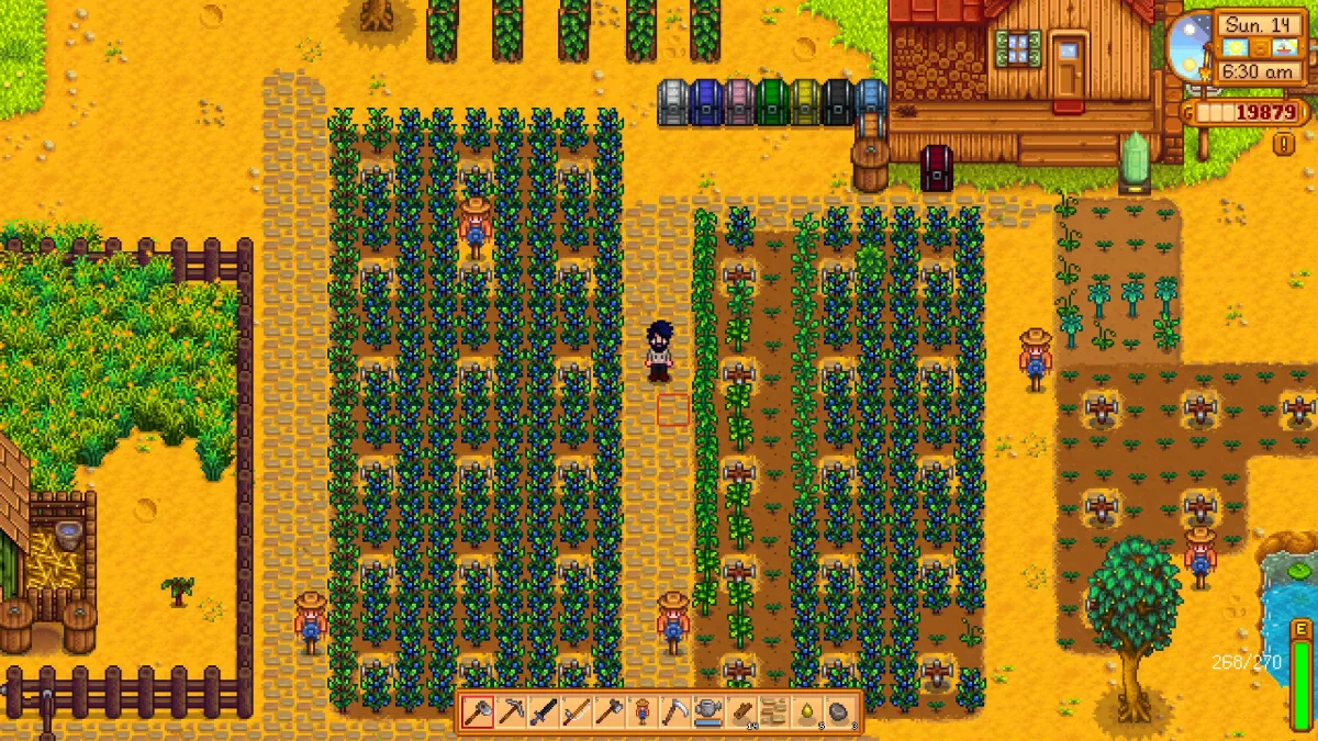 A robust berry farm operation in Stardew Valley.