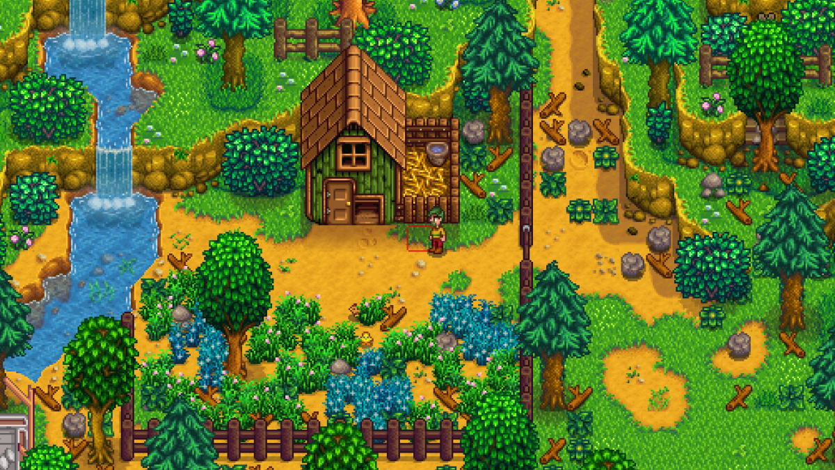 The starting coop on the Meadowlands Farm in Stardew Valley.