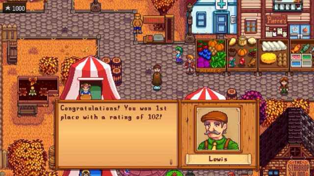 The player winning first place in the Stardew Valley Fair.
