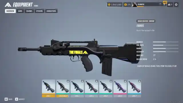 Famas weapon overview screen in THE FINALS