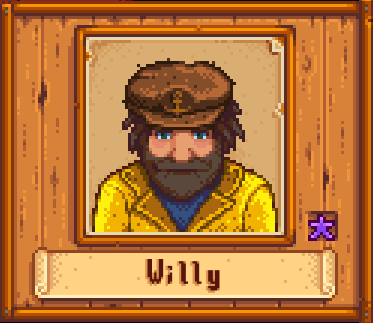 Willy in Winter in Stardew Valley.