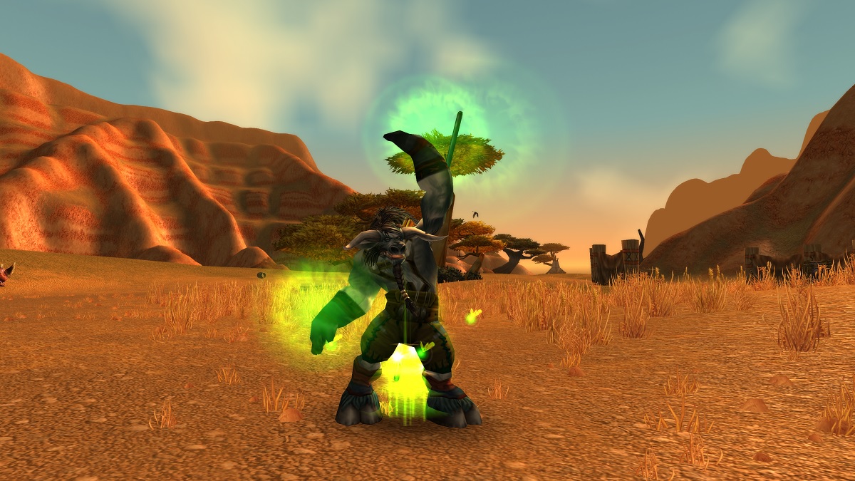 A Tauren Druid casting a healing spell in WoW Classic