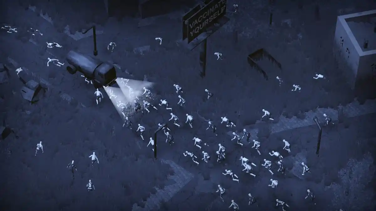A horde of zombies is attacking a a truck in Infection Free Zone
