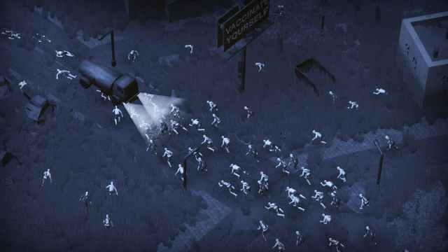 A horde of zombies is attacking a a truck in Infection Free Zone
