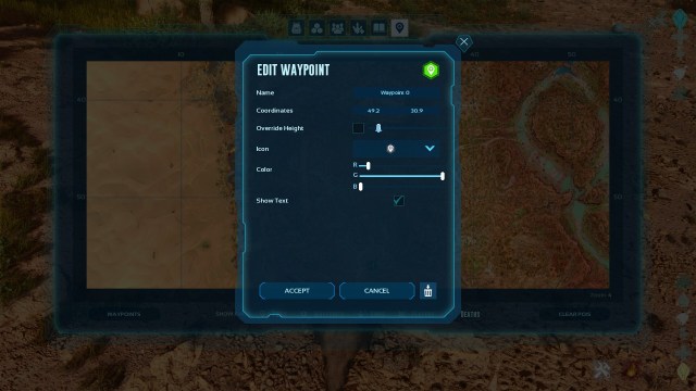 Ark Survival Acended map marker menu