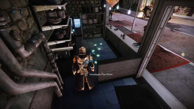 A Guardian finds a set of green paw prints in the Tower's ramen shop