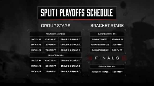The official schedule for the 2024 Split One Playoffs.
