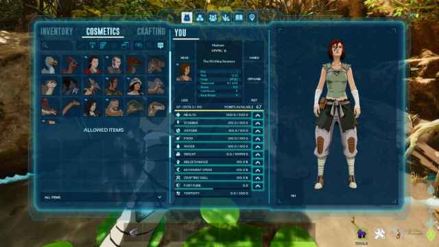 A player's cosmetic inventory in Ark: Survival Ascended showing unlockable rewards.