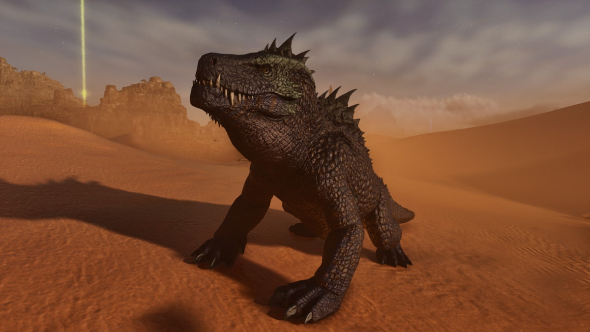A Fasolasuchus in the desert in Ark: Survival Ascended Scorched Earth