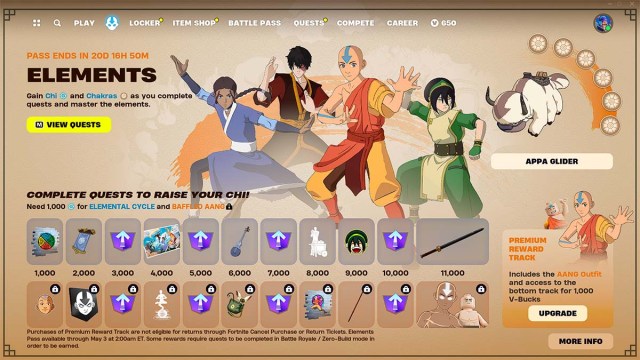 All Avatar x Fortnite rewards in battle pass