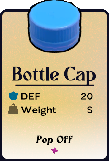 The Bottle Cap shell from Another Crabs treasure, a blue cap
