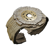 A beige, fractured ring with a flower-like design in the middle in Remnant 2's DLC, the Forgotten Kingdom.