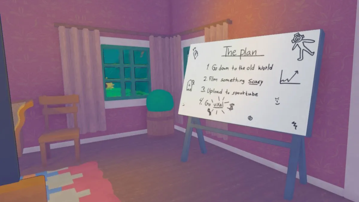 A screenshot of a whiteboard in Content Warning.
