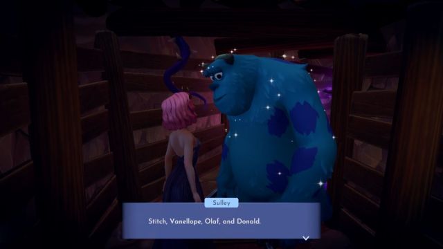 Sulley speaking with character