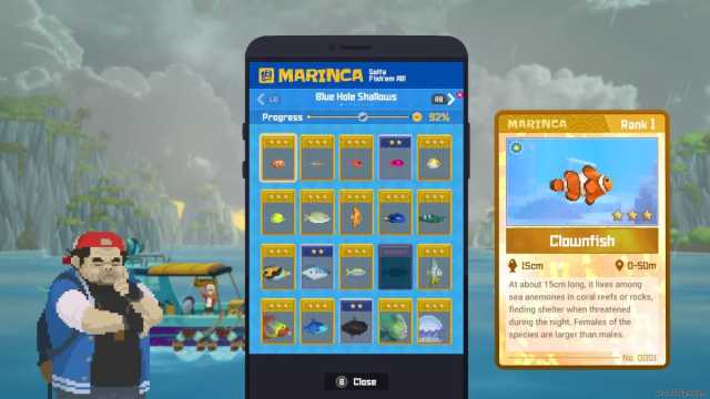 A screenshot of the Marinca page for Blue Hole Shallows in Dave the Diver.