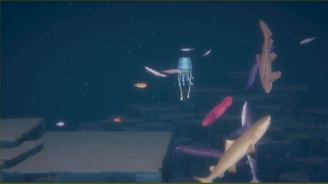 A fish farm in Dave the Diver showing Box Jellyfish.