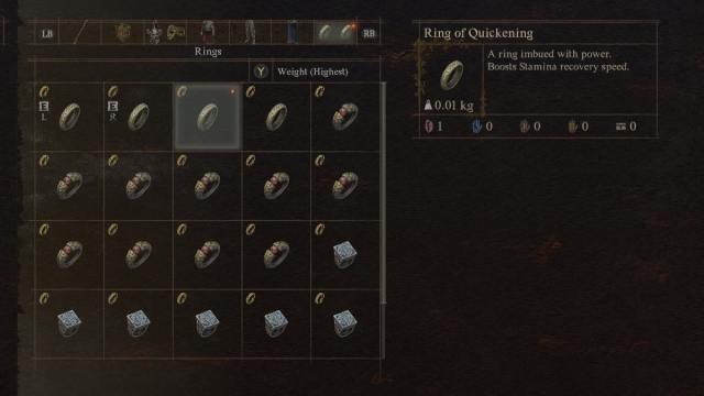 The Ring of Quickening item in Dragon's Dogma 2, in the game's menu.