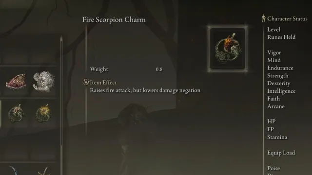 The Fire Scorpion Charm item in Elden Ring.