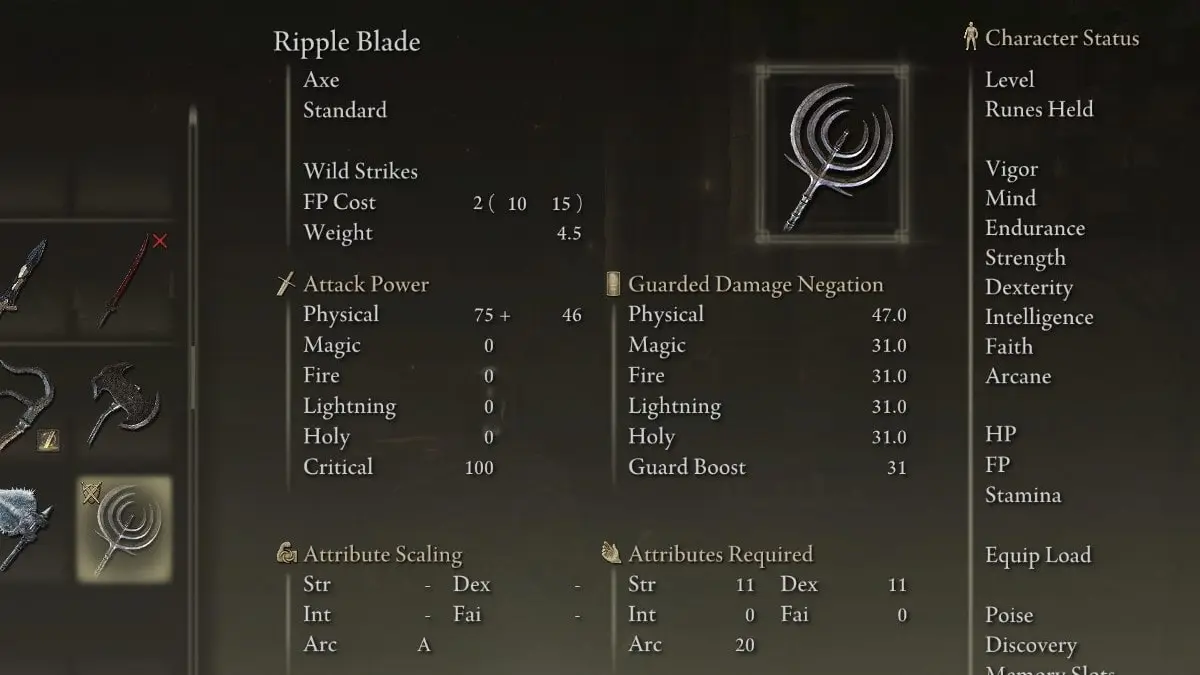 The Ripple Blade weapon in Elden Ring.