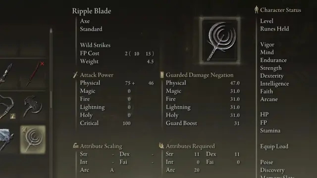 The Ripple Blade weapon in Elden Ring.