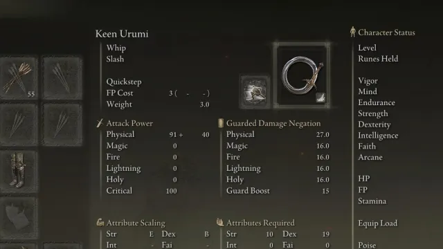 The Urumi Weapon in Elden Ring.