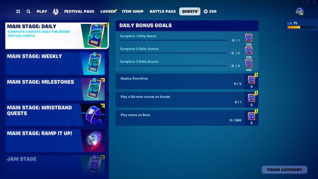 quests for fortnite festival points