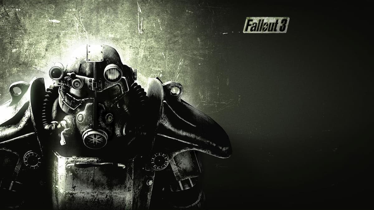 Fallout 3 artwork with Brotherhood of Steel knight in power armor.