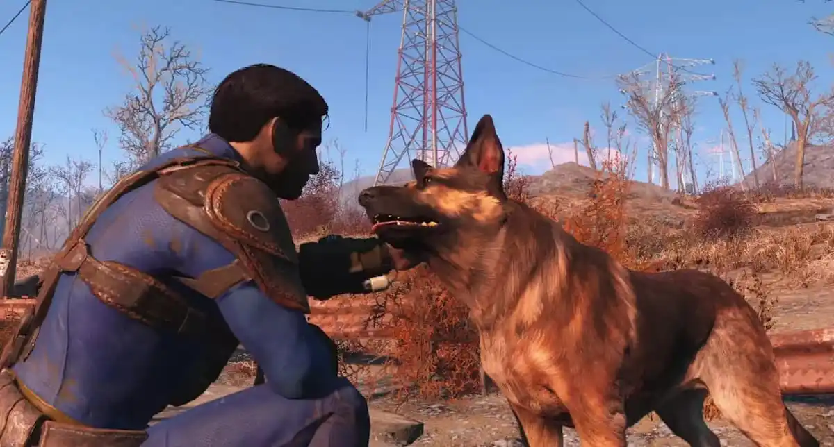 An image of the Sole Survivor and Dogmeat from Fallout 4