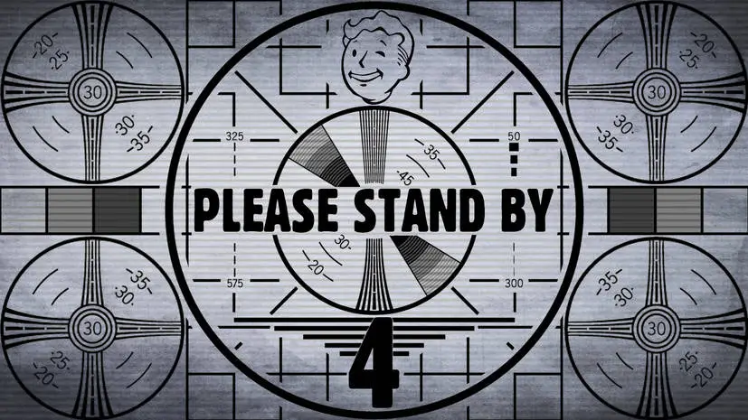 Iconic Please Stand By sign from the Fallout franchise