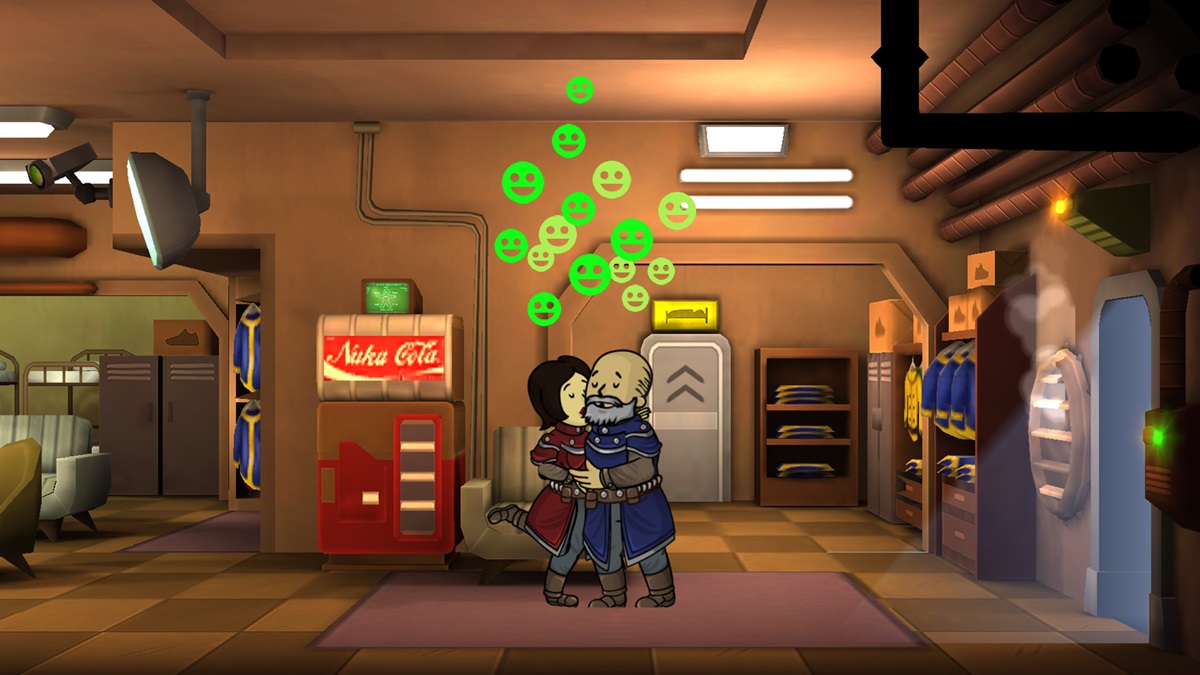 Vault dwellers enjoying a little romance in Fallout Shelter.