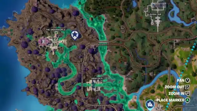 A map in Fortnite marking the location of the first Mirrorscale token.