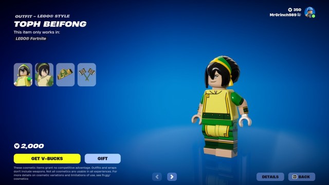 Lego Fortnite Toph with her accessories